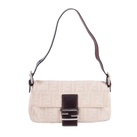 fendi beige woven fabric and leather shoulder bag|Fendi bag.